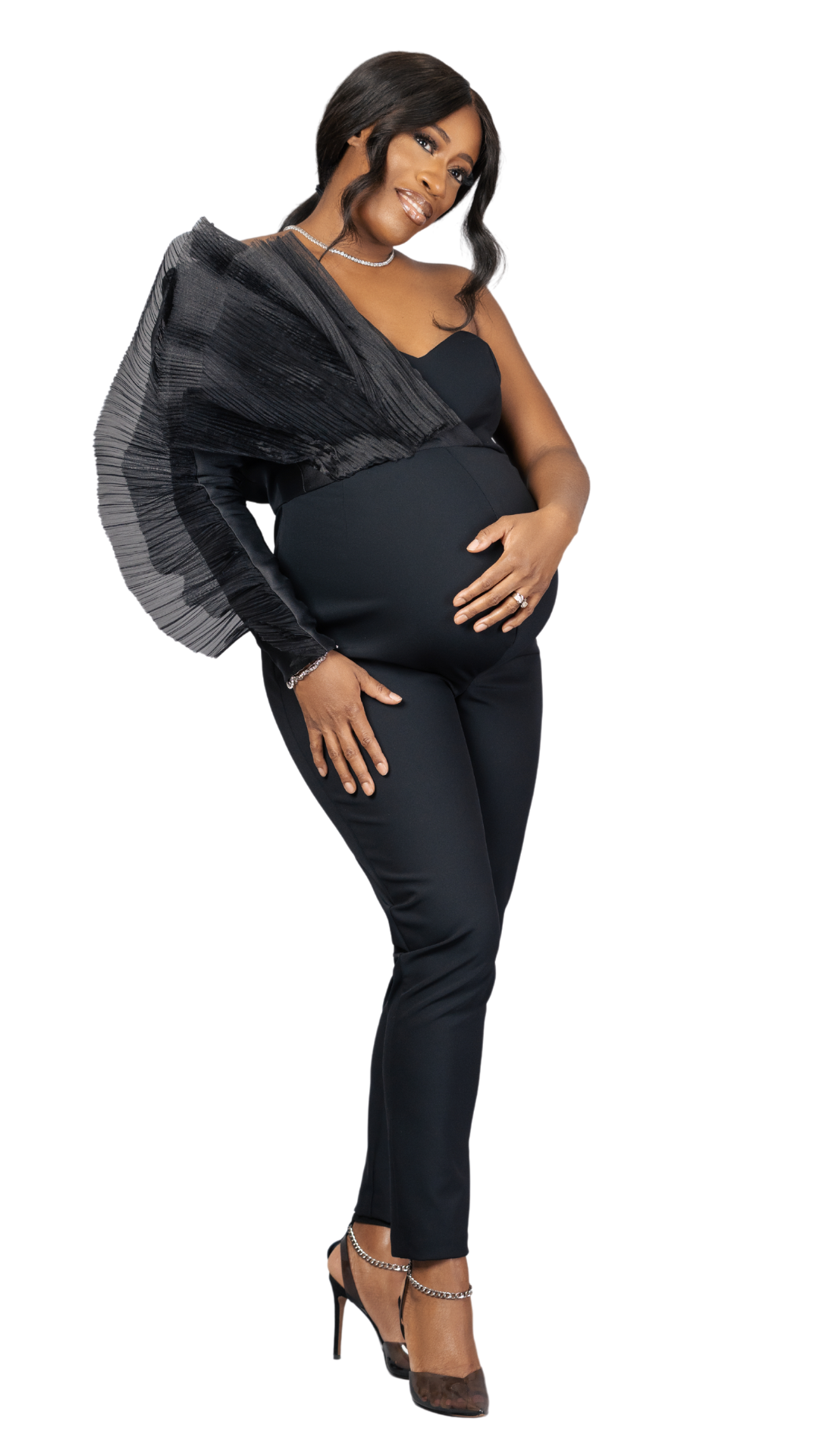 Black long sleeve one online shoulder jumpsuit