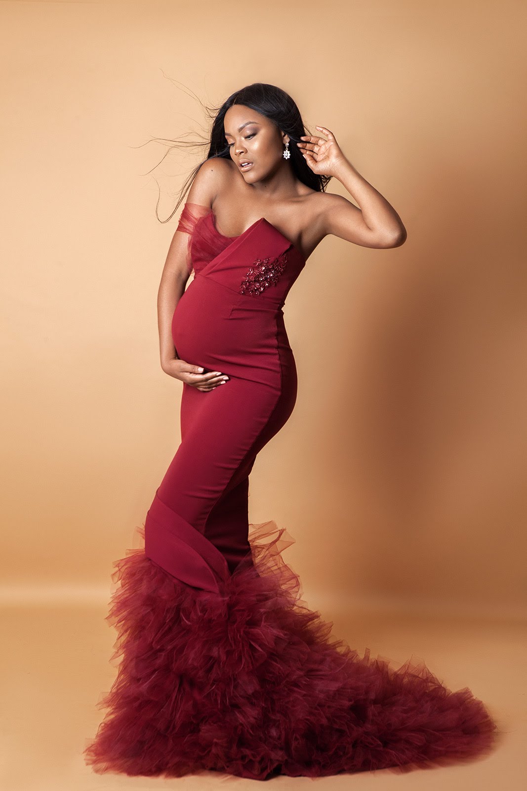 Sample: Burgundy Maternity Gown